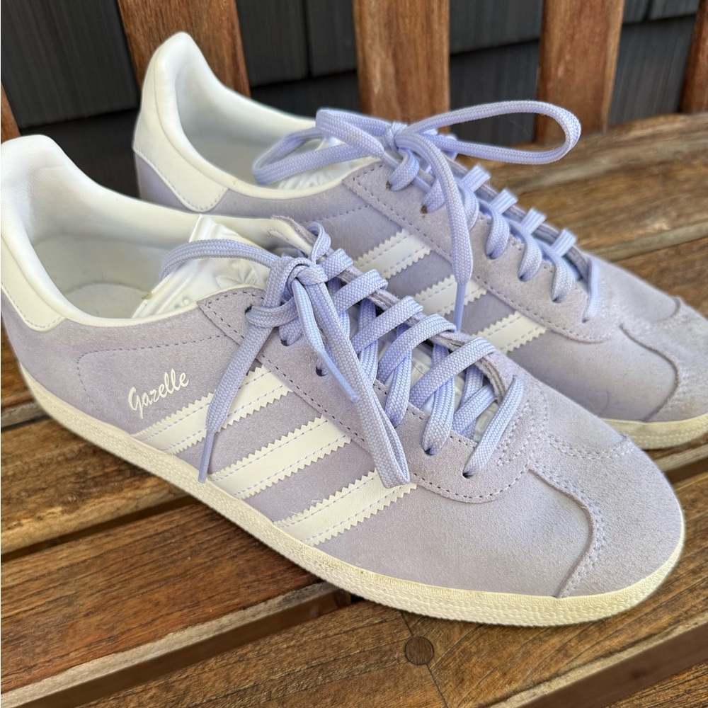 adidas Gazelle Women's Lilac Suede Sneakers with White Stripes